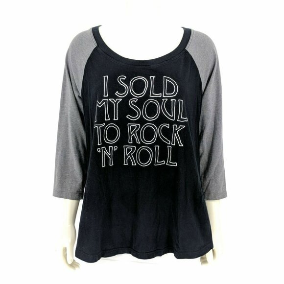 Torrid Women's Black Gray Baseball Tee Top Size: 1